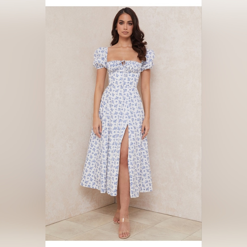 House of CB Tallulah Blue White Floral Dress S